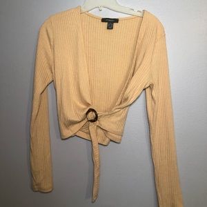 Tan Tight Crop Top Longsleeve